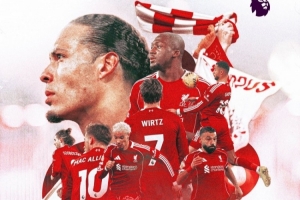 利物浦发布对阵曼城海报：范戴克、萨拉赫、维尔茨、埃基蒂克出镜