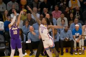 好帅的三分！湖人三分战术 肯纳德变向晃飞杰林疾速出手命中